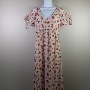 Madewell Tie Sleeve Ruffle Waist Midi Dress in Countryside Blooms Size 2